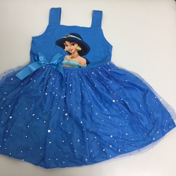 Princess Jasmine Cute Star Bow Royal Blue Dress - Picture 2 of 7